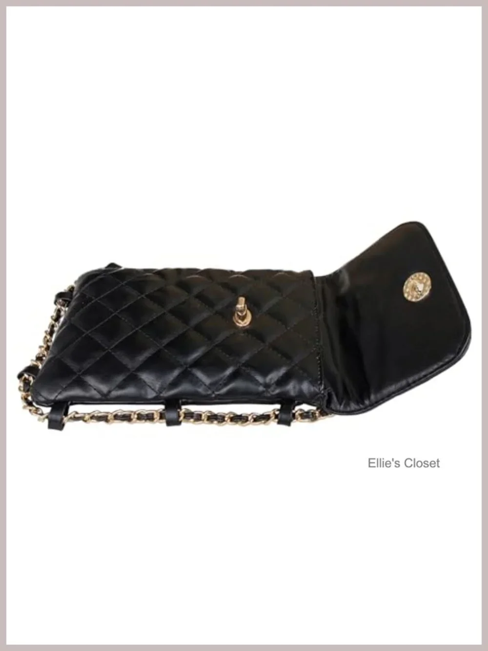 Quilted Vegan Leather Crossbody Phone Bag with Chain Strap